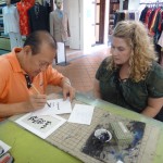 Chandra learning from Master Calligrapher, James Koh