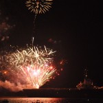 Fireworks off USS Yorktown Deck