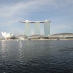 View of Bay Hotel in Singapore with Lotus sculpture